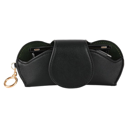 KINIVA Sunglasses Holder for Car Visor with Hanging Hook Portable Leather Glasses Storage Bag with Detachable Clips