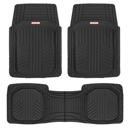 Motor Trend 943-BK FlexTough Defender Car Floor Mats -Next Generation Deep Dish Heavy Duty Contour Liners for Car SUV Truck & Van-All Weather Protection, Trim to Fit Most Vehicles Black