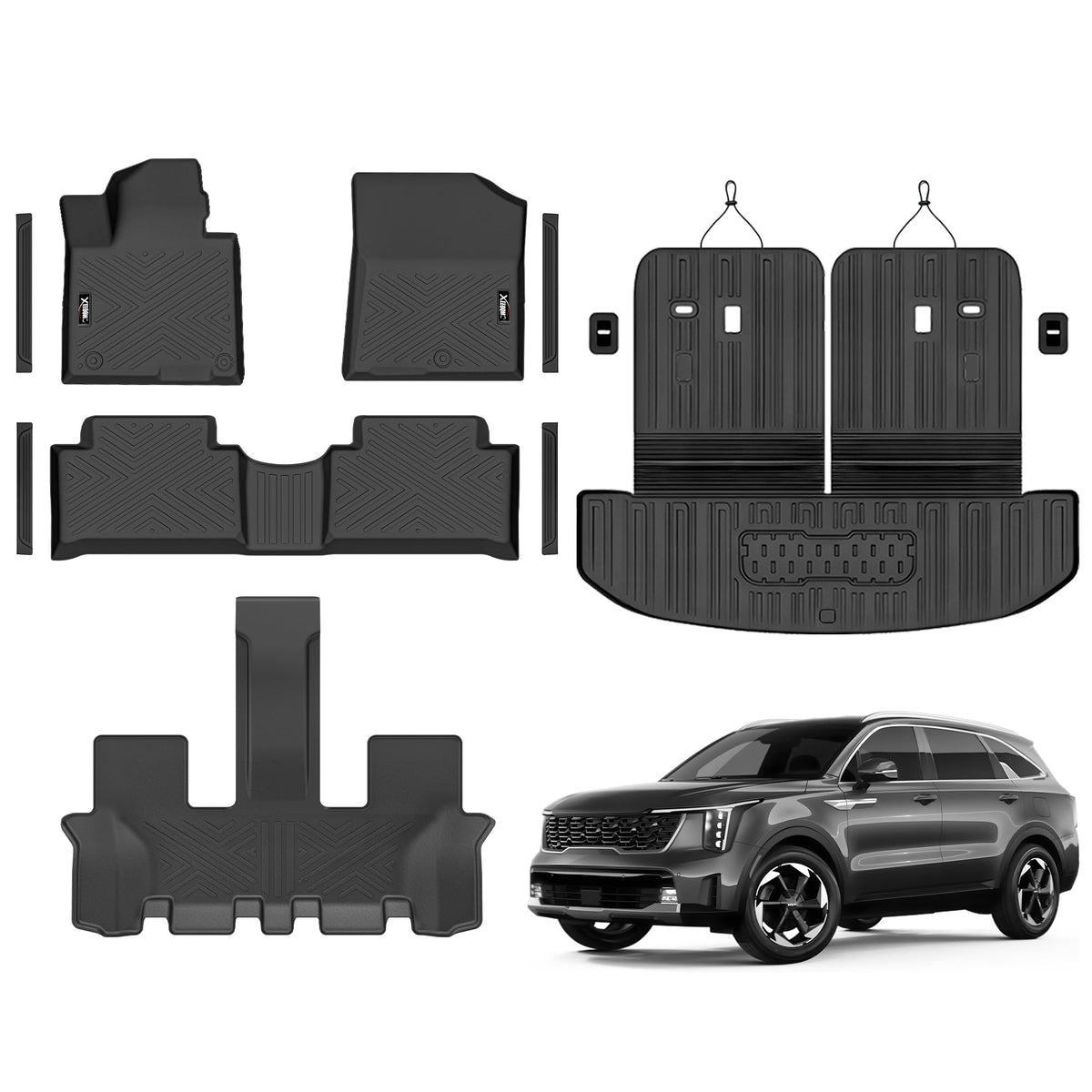 Floor Mats & Trunk Mat & Backrest Mat for 2024-2027 Chevy Traverse 7 Seats