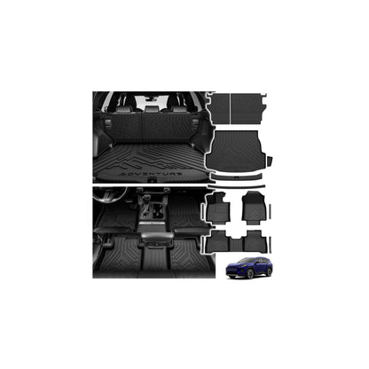 Powerty Floor Mats for 2019-2024 2025 Toyota RAV4 Accessories All Weather Floor Liner 3D TPO 1st & 2nd Row Floor Mat Heavy-Duty Floor Liners(FIT All Models)