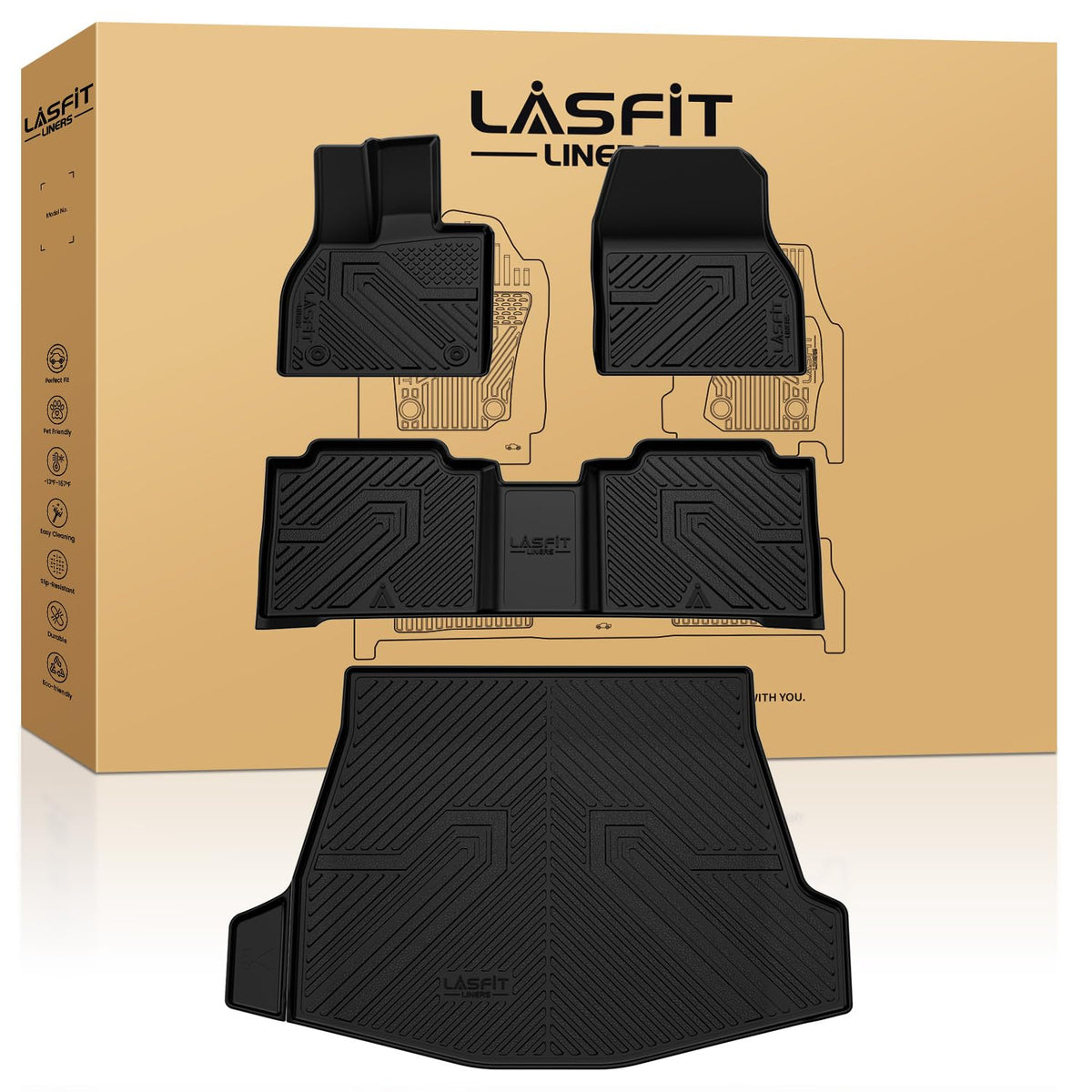LASFIT Floor Mats for Toyota 4Runner 2013-2024 & for Lexus GX460 2014-2023