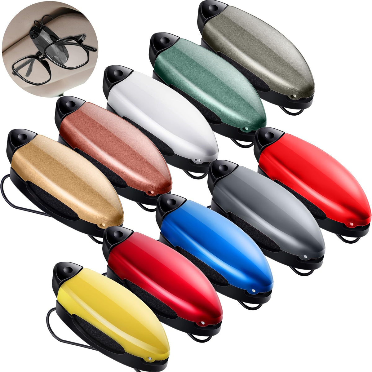 Frienda 10 Pcs Sunglass Visor Clip for Car, Colorful