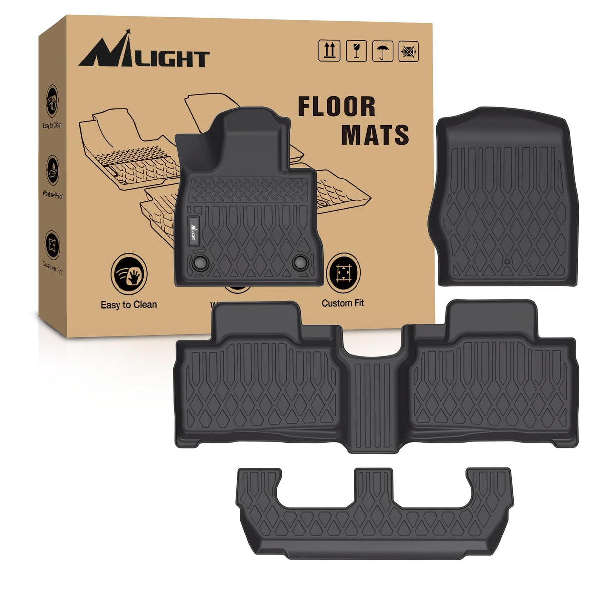 Nilight TPE Floor Mats for Ford F250 F350 F450 Super Duty Crew Cab