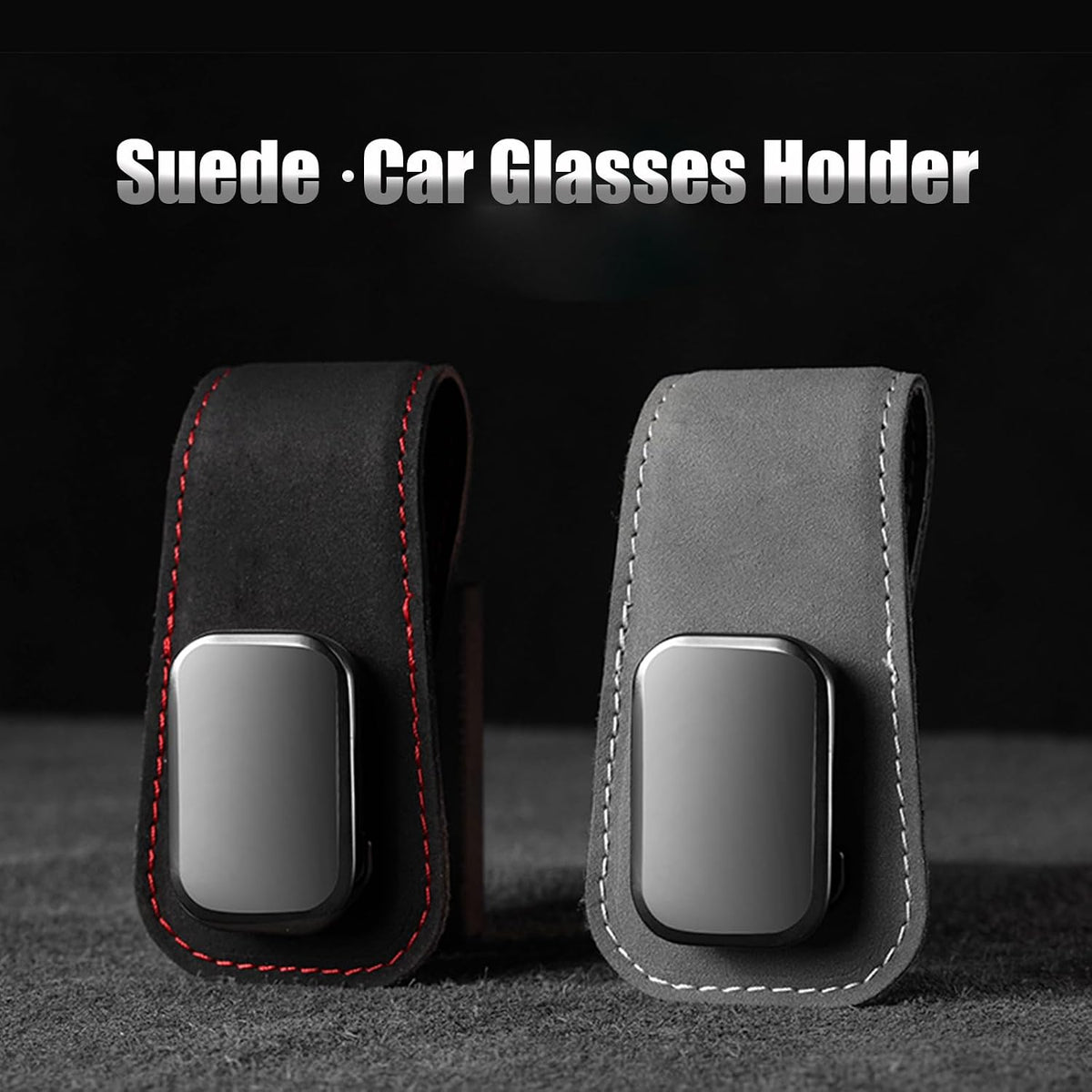 Suede Car Visor Sunglass Holder for Porsche 718 911 991 992 996 997 Boxster Cayman Carrera Taycan, Metal Clip Organizer Eyewear Holder Car Accessories for Sunglasses,Black
