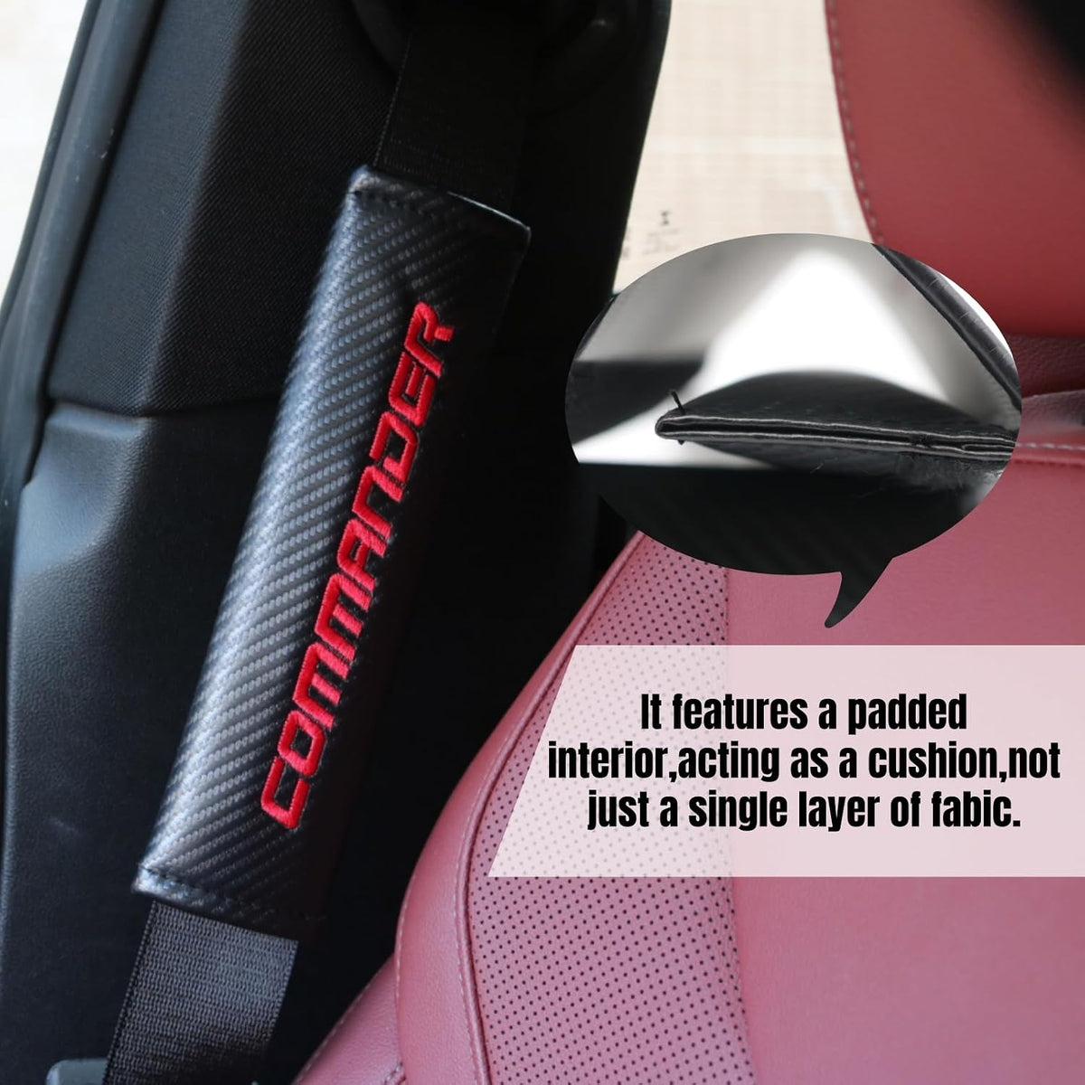 Carbon Fiber Seat Belt Shoulder Pads Compatible with Commander UTV SSV SXS