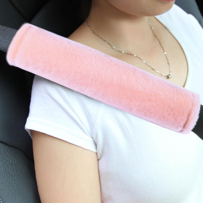 Amooca 2-Pack Real Wool Seatbelt Cover Authentic Sheepskin Shoulder Pad
