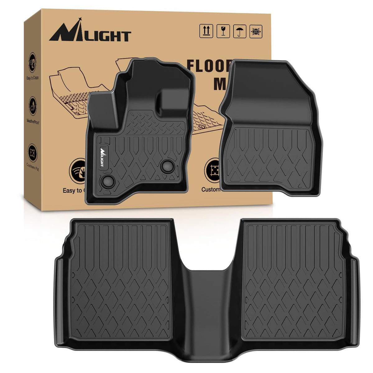 Nilight TPE Floor Mats for Ford F250 F350 F450 Super Duty Crew Cab