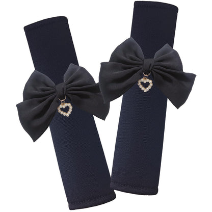 Fashion Big Bow Car Seat Belt Cover Shoulder Strap Pads (2 Pcs), Cute Car Accessories Seatbelt Covers Protector Universal (Red Bow Black Cover)