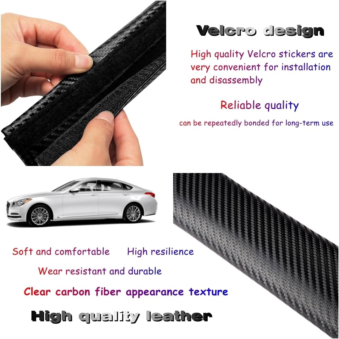 Car seat Belt Cover Compatible with AMG Carbon Fiber Texture car seat Belt pad Cover Soft and Comfortable