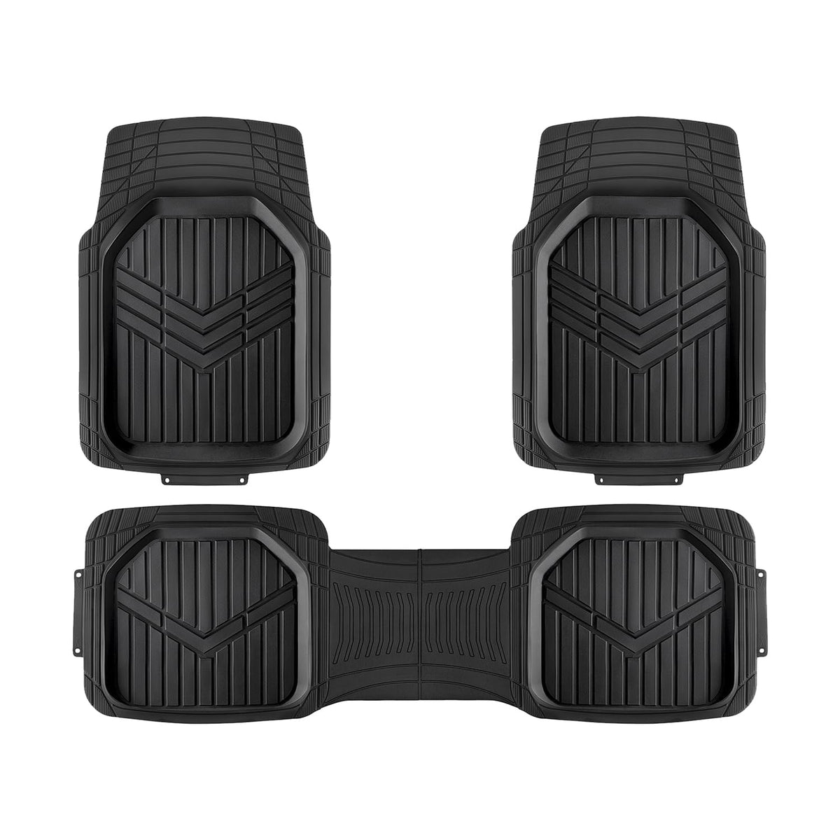 Amazon Basics 4-Piece Heavy Duty Anti-Slip PVC Floor Mats with Cargo Liner, Waterproof Trim To Fit Car Mats, Easy to Clean, Black