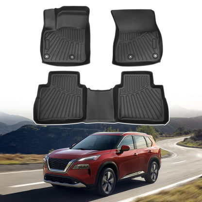 Powerty Floor Mats for 2019-2024 2025 Toyota RAV4 Accessories All Weather Floor Liner 3D TPO 1st & 2nd Row Floor Mat Heavy-Duty Floor Liners(FIT All Models)