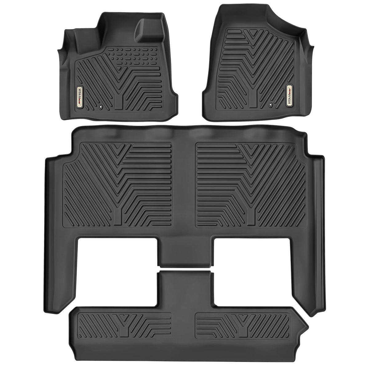YITAMOTOR Floor Mats for 2019-2026 Chevrolet Silverado/GMC Sierra 1500 & 2020-2026 Chevy Silverado/GMC Sierra 2500HD/3500HD Crew Cab With Underseat Storage Box Bucket Seat, 1st & 2nd Row, Black