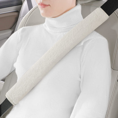 LACDL Extra Long Seatbelt Covers Super Soft Furry for Adults Kids Women & Men, Thick Plush Full Car Seat Belt Cushion, Fluffy Shoulder Pad Protector, Auto Interior Accessories, 1pc, Off White, 15.5in