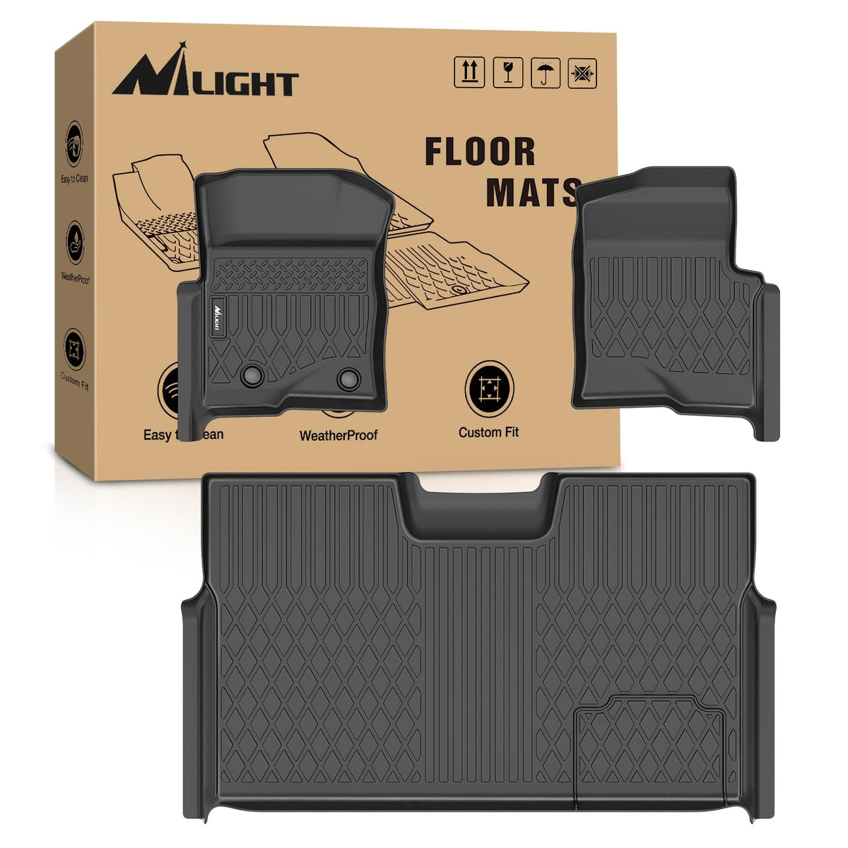 Nilight TPE Floor Mats for Ford F250 F350 F450 Super Duty Crew Cab