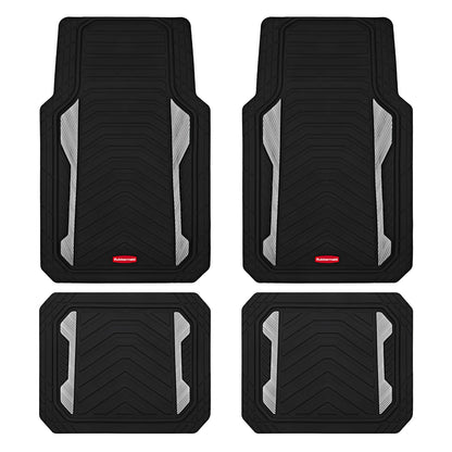 Rubbermaid Car Floor Mat, Heavy Duty All-Weather Car Mats Full Set with Dual-Tone Pink Aluminum Inserts – Universal Fit, Anti-Slip Backing, Trim-to-Fit for Most SUV, Sedan, Van