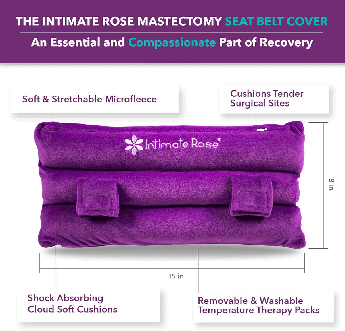 Intimate Rose Mastectomy Seatbelt Pillow - Seat Belt Pillow for Mastectomy Post-Surgery, Heart Surgery Recovery Support Cushion for Chest Chemo Port Pacemaker Bypass Hysterectomy Recovery Pillow