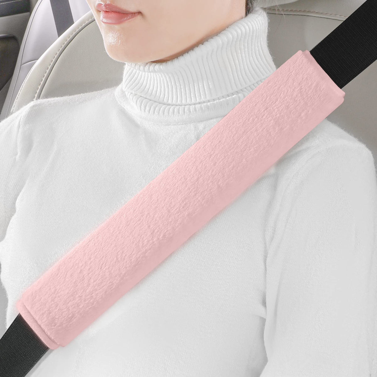 LACDL Extra Long Seatbelt Covers Super Soft Furry for Adults Kids Women & Men, Thick Plush Full Car Seat Belt Cushion, Fluffy Shoulder Pad Protector, Auto Interior Accessories, 1pc, Off White, 15.5in