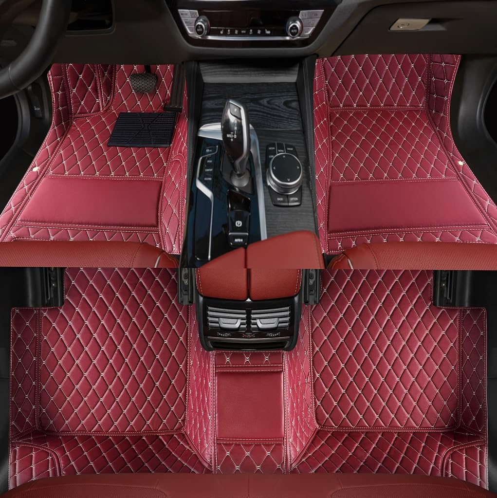 Custom Personalized Floor Mats for Cars，Luxury Full Coverage All Weather Car Floor Mats，Anti-Slip Leather Car Mat Set ，Custom Floor Mats for 99% of Cars, Trucks & SUVs (Pure Black)