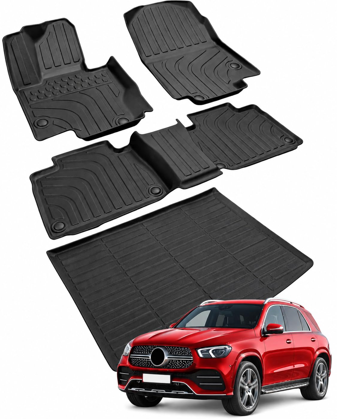 Car Floor Mats for Toyota Prius 2010-2015, 4PCS TPE Car Mats & Trunk Liner