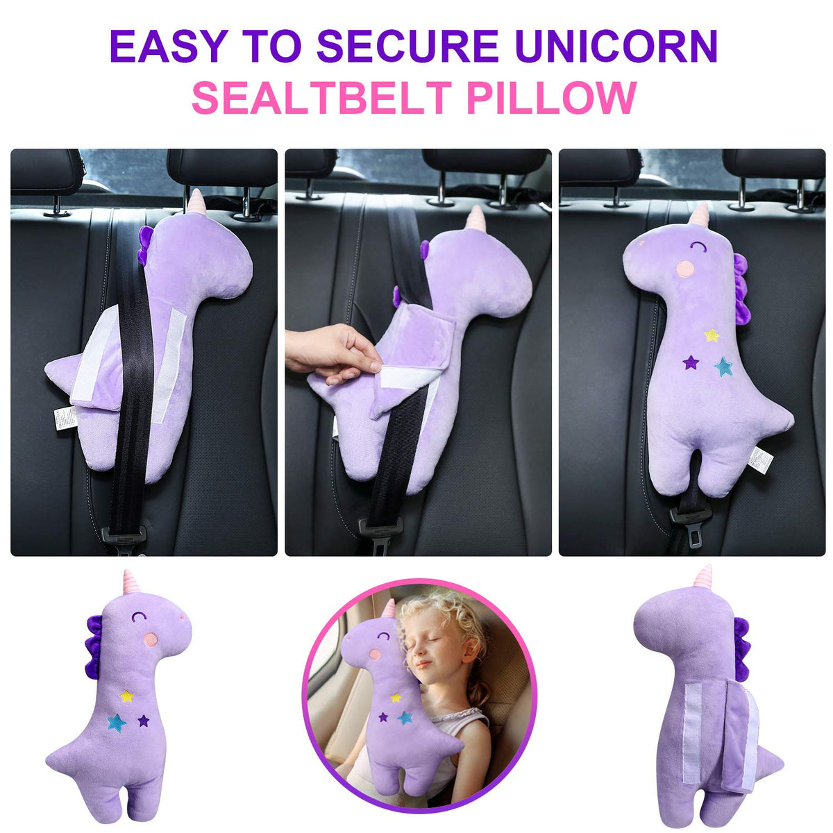 Unicorn Seat Belt Pillow Kids Unicorn Seat Belt Cover, Car Pillow for Kids