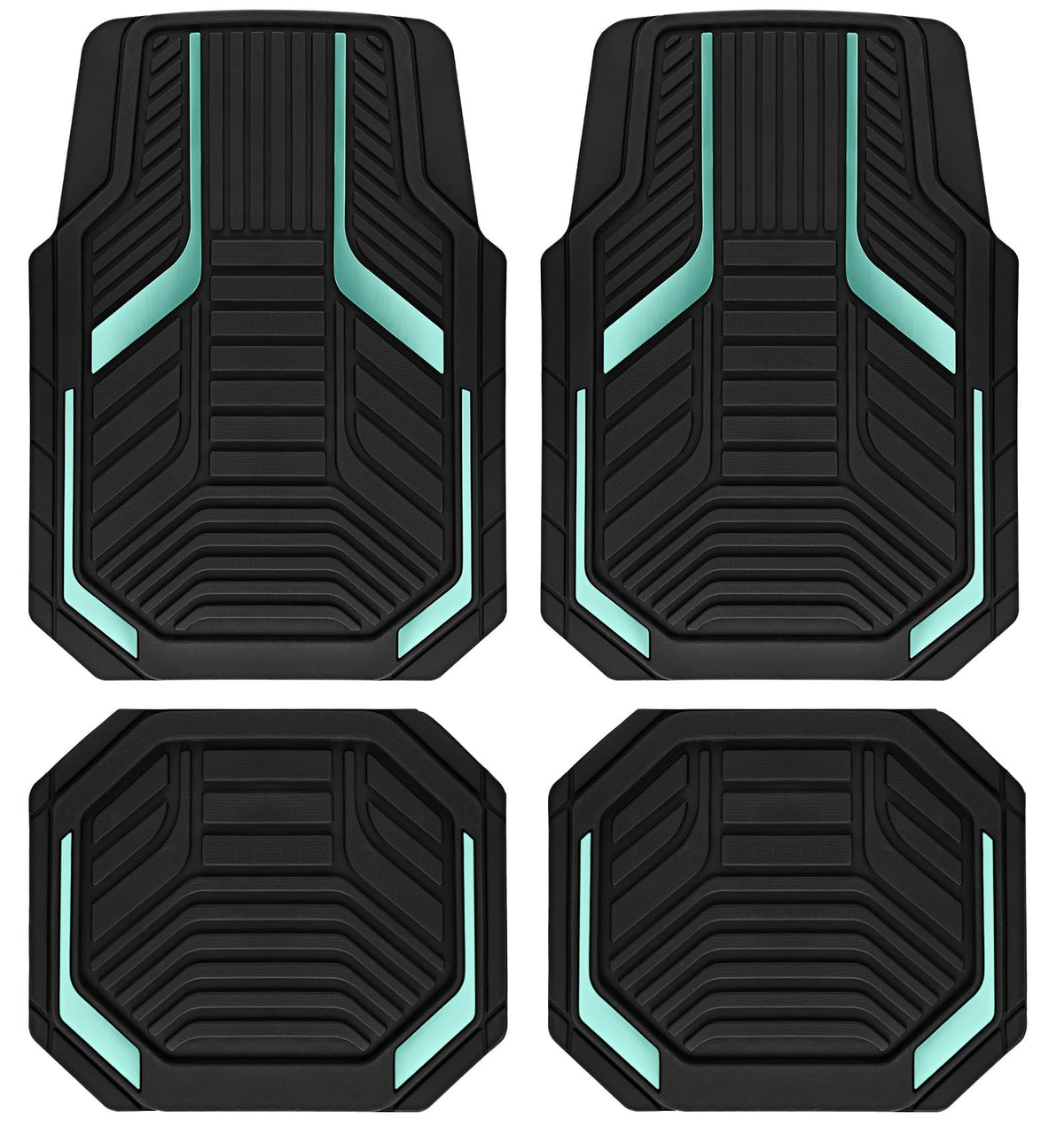PIC AUTO Heavy Duty Rubber Floor Mats, Purple Aluminum Film Car Mats Set, Front and Rear Car Mats with Anti-Slip Backing, All Weather Protection, Trim-to-Fit for Automotive SUV, Sedan, Van