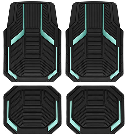 PIC AUTO Heavy Duty Rubber Floor Mats, Purple Aluminum Film Car Mats Set, Front and Rear Car Mats with Anti-Slip Backing, All Weather Protection, Trim-to-Fit for Automotive SUV, Sedan, Van