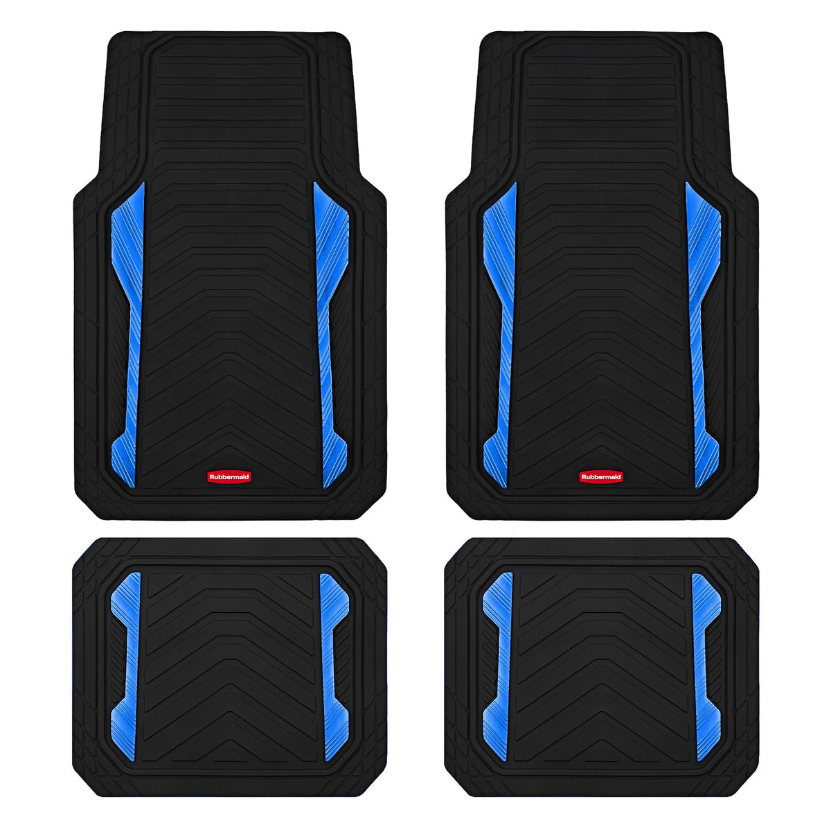 Rubbermaid Car Floor Mat, Heavy Duty All-Weather Car Mats Full Set with Dual-Tone Pink Aluminum Inserts – Universal Fit, Anti-Slip Backing, Trim-to-Fit for Most SUV, Sedan, Van