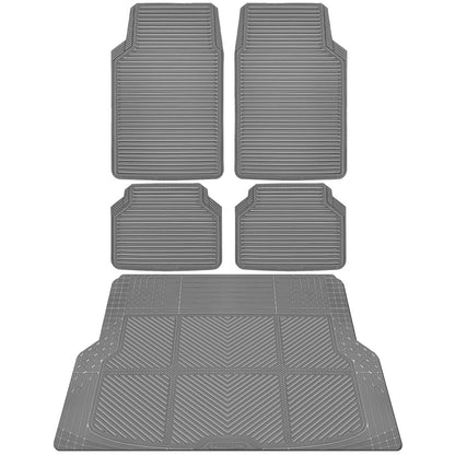 CAR PASS Rubber Floor Mats, All Weather Full Set 4-Piece, Waterproof Automotive Mats Trim to Fit Most Cars Sedans SUVs Vans, Heavy Duty Anti-Slip Easy Clean, All Black