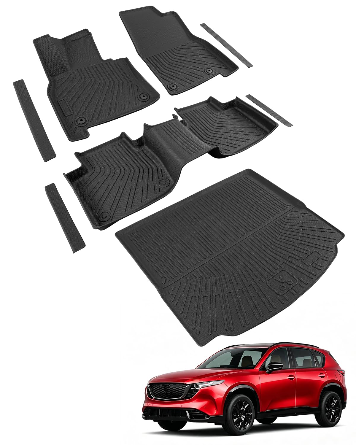 Car Floor Mats for Toyota Prius 2010-2015, 4PCS TPE Car Mats & Trunk Liner