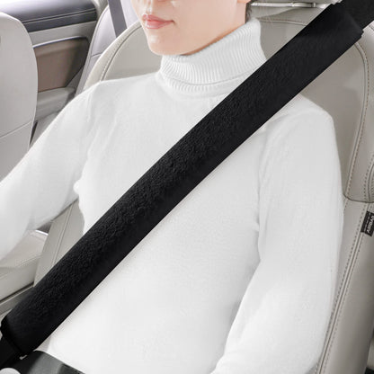LACDL Extra Long Seatbelt Covers Super Soft Furry for Adults Kids Women & Men, Thick Plush Full Car Seat Belt Cushion, Fluffy Shoulder Pad Protector, Auto Interior Accessories, 1pc, Off White, 15.5in