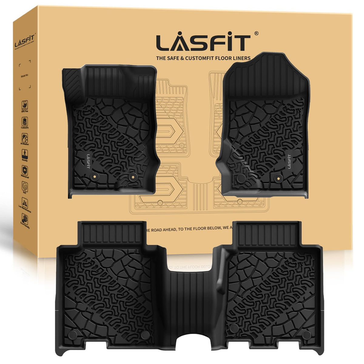 LASFIT Floor Mats for Ford F250 F350 F450 1999-2007 Crew Cab Carpet Floor