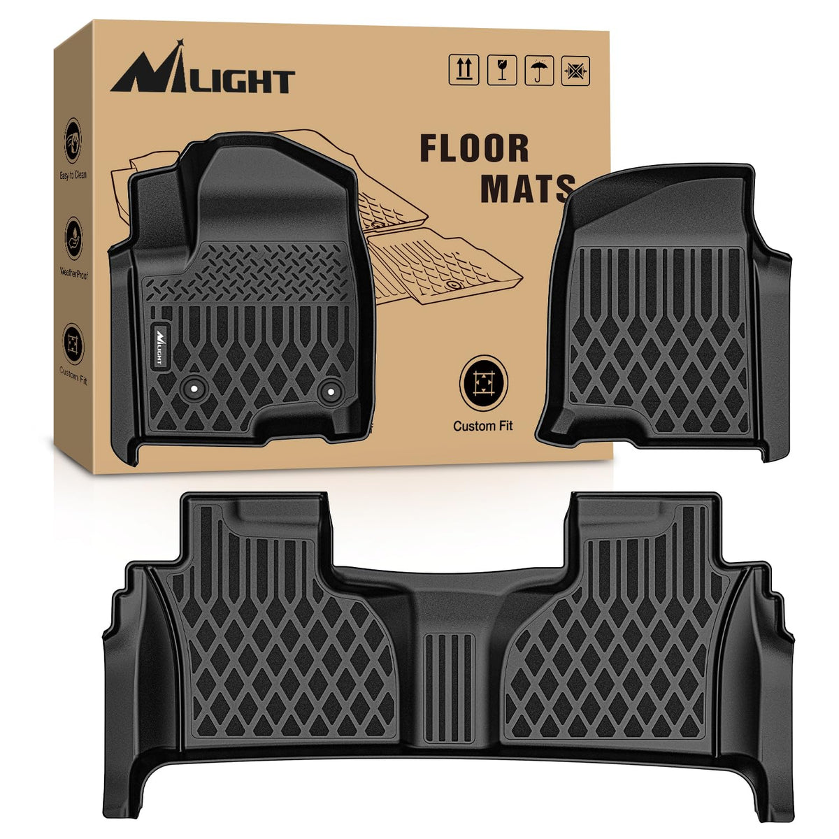 Nilight TPE Floor Mats for Chevy Silverado GMC Sierra Extended Cab