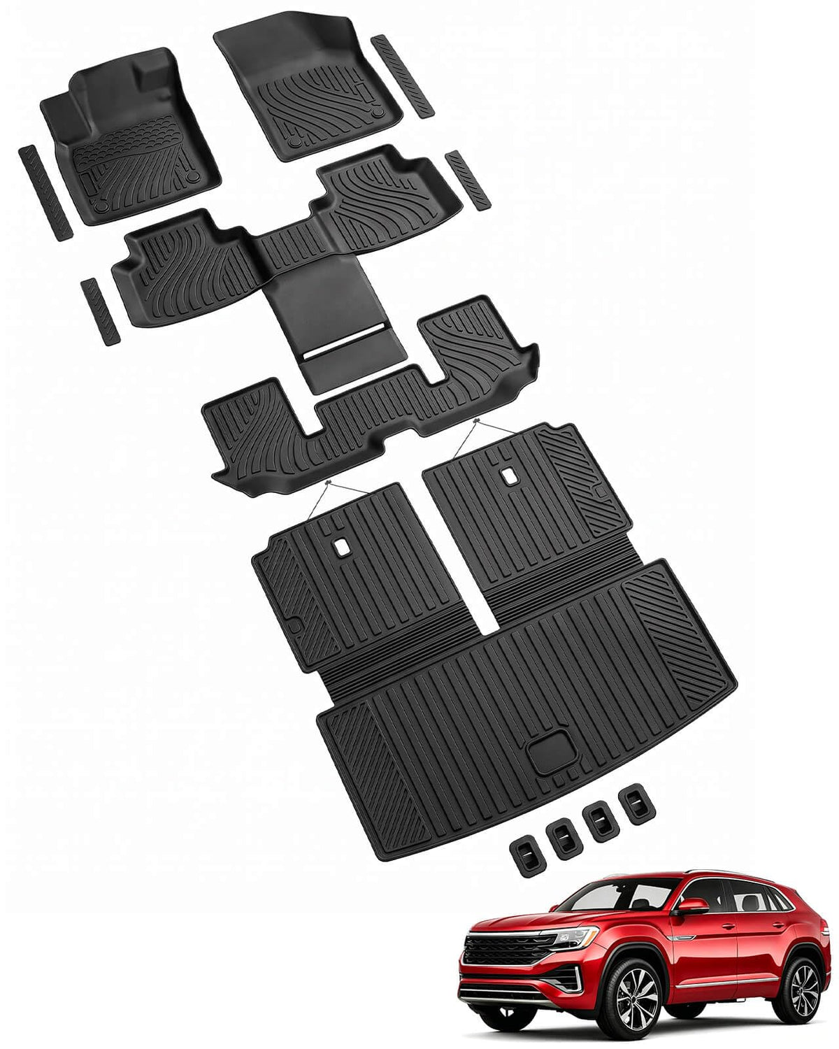 Car Floor Mats for Toyota Prius 2010-2015, 4PCS TPE Car Mats & Trunk Liner