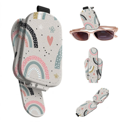 Sunglasses Holder for Car Visor, PU Leather Glasses Clip Organizer, Cute Magnetic Eyeglass Holder for Vehicle Sun Visor, Car Interior Accessory for Women & Men, Glitter