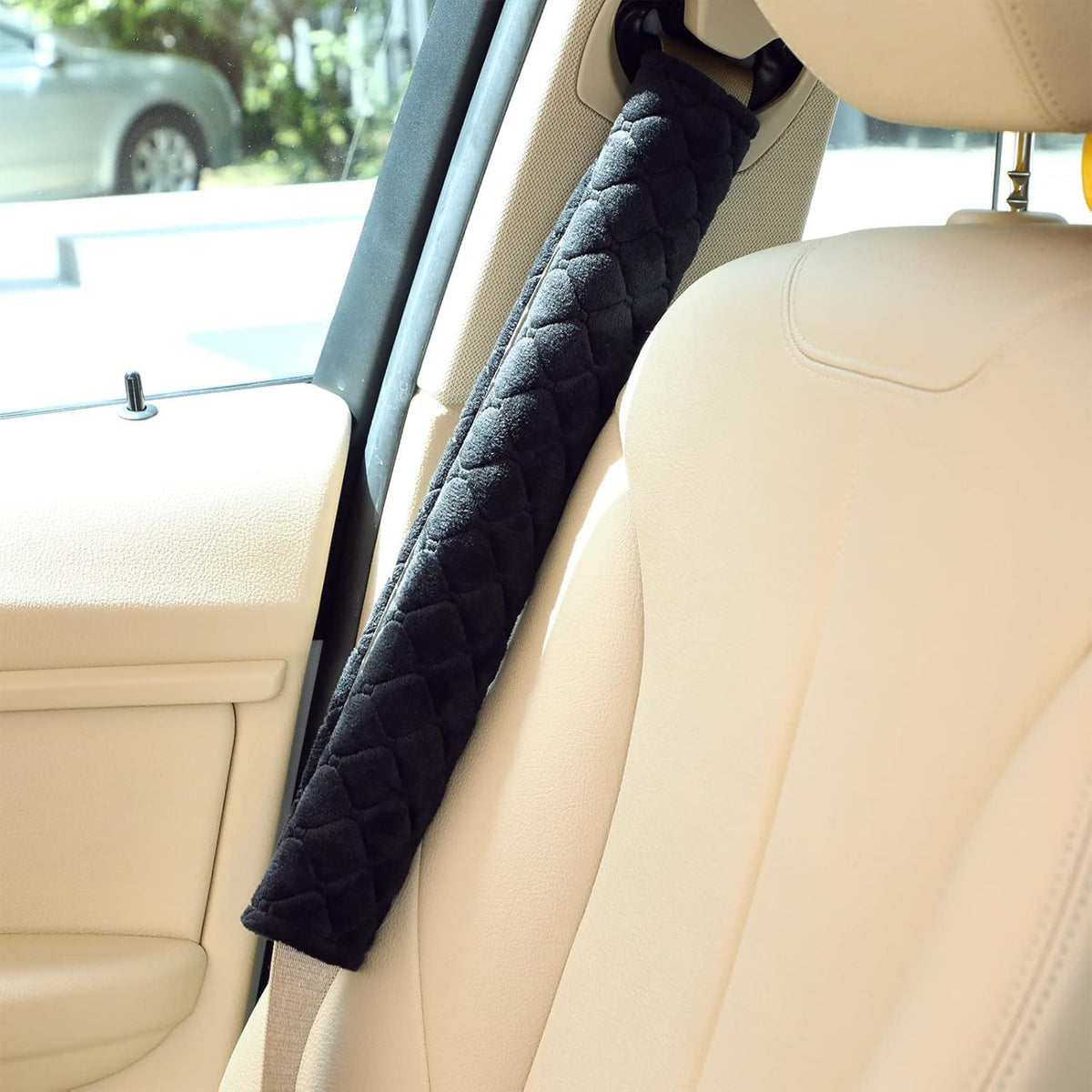 Tatuo 4 Pack Seat Belt Cover Extra Long Soft Pad for Car,15.8 Inch,Black