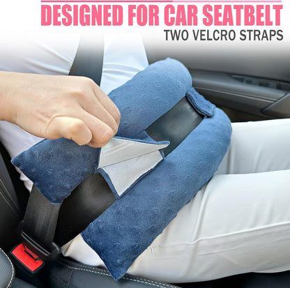 Hysterectomy Seatbelt Pillow for Post Surgery, Hysterectomy Recovery Must Have, Abdominal Pillows with Ice/Hot Pocket Tummy Tuck Cushions Seat Belt Padding Protectors, Minky Dot Denim Blue