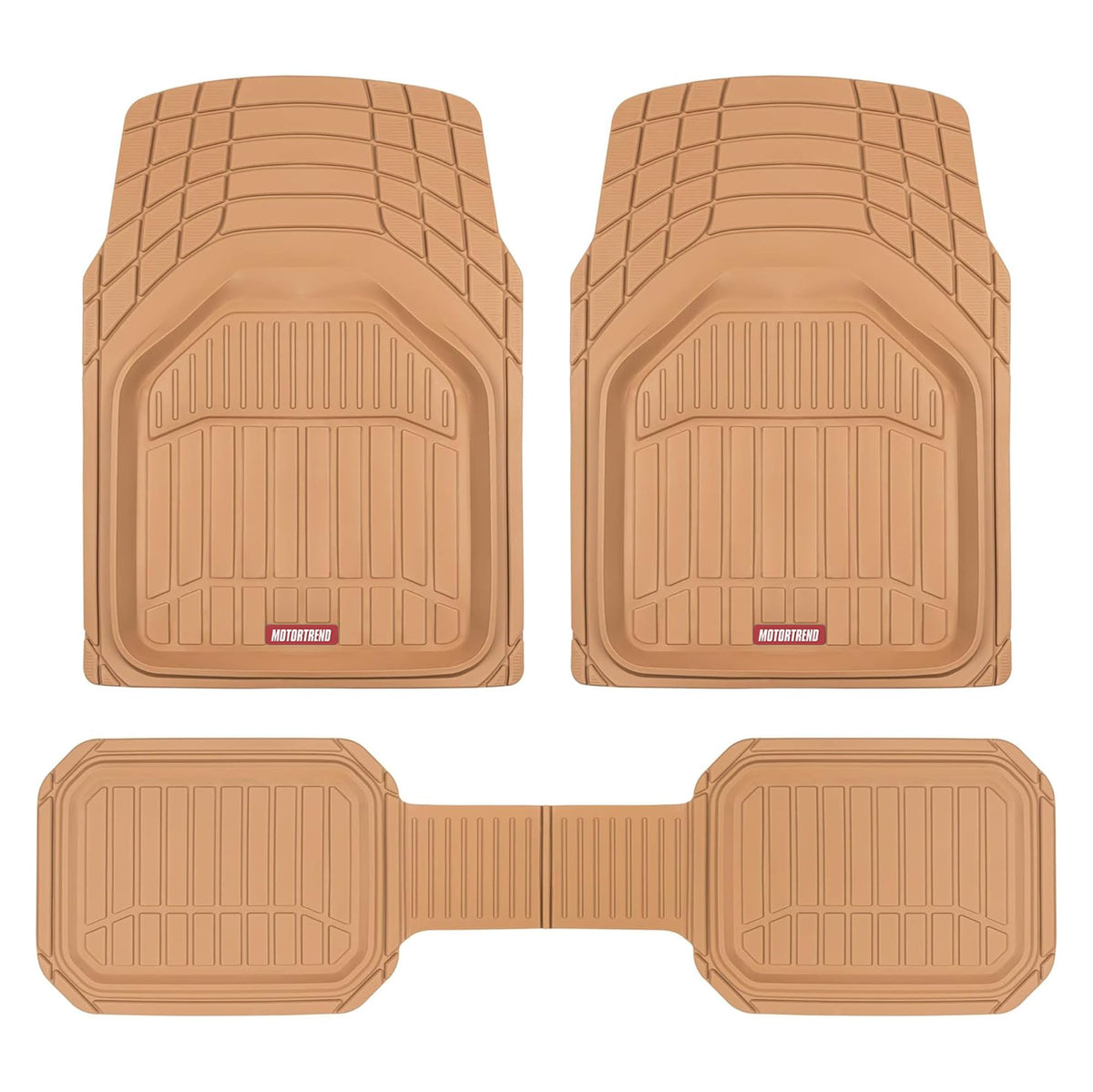 Motor Trend 943-BK FlexTough Defender Car Floor Mats -Next Generation Deep Dish Heavy Duty Contour Liners for Car SUV Truck & Van-All Weather Protection, Trim to Fit Most Vehicles Black