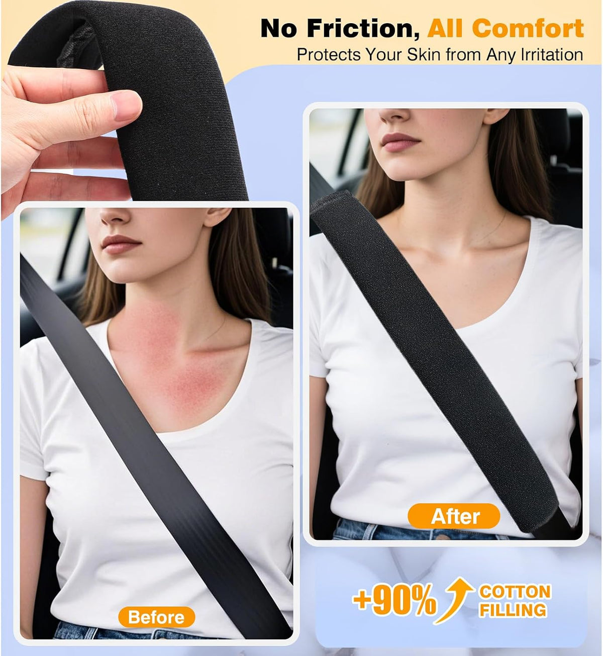 Upgraded Extra Long Car Seat Belt Cover, Soft Shoulder Pad for All Vehicles