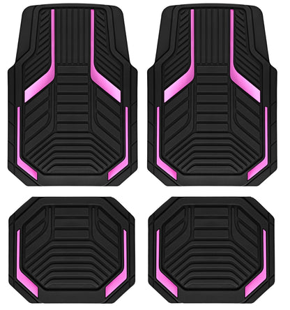 PIC AUTO Heavy Duty Rubber Floor Mats, Purple Aluminum Film Car Mats Set, Front and Rear Car Mats with Anti-Slip Backing, All Weather Protection, Trim-to-Fit for Automotive SUV, Sedan, Van