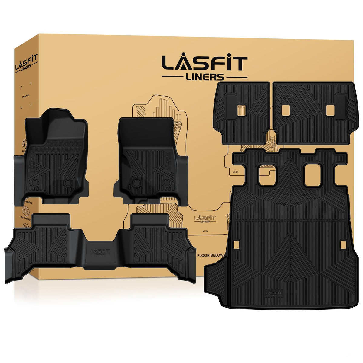 LASFIT Floor Mats for Toyota 4Runner 2013-2024 & for Lexus GX460 2014-2023