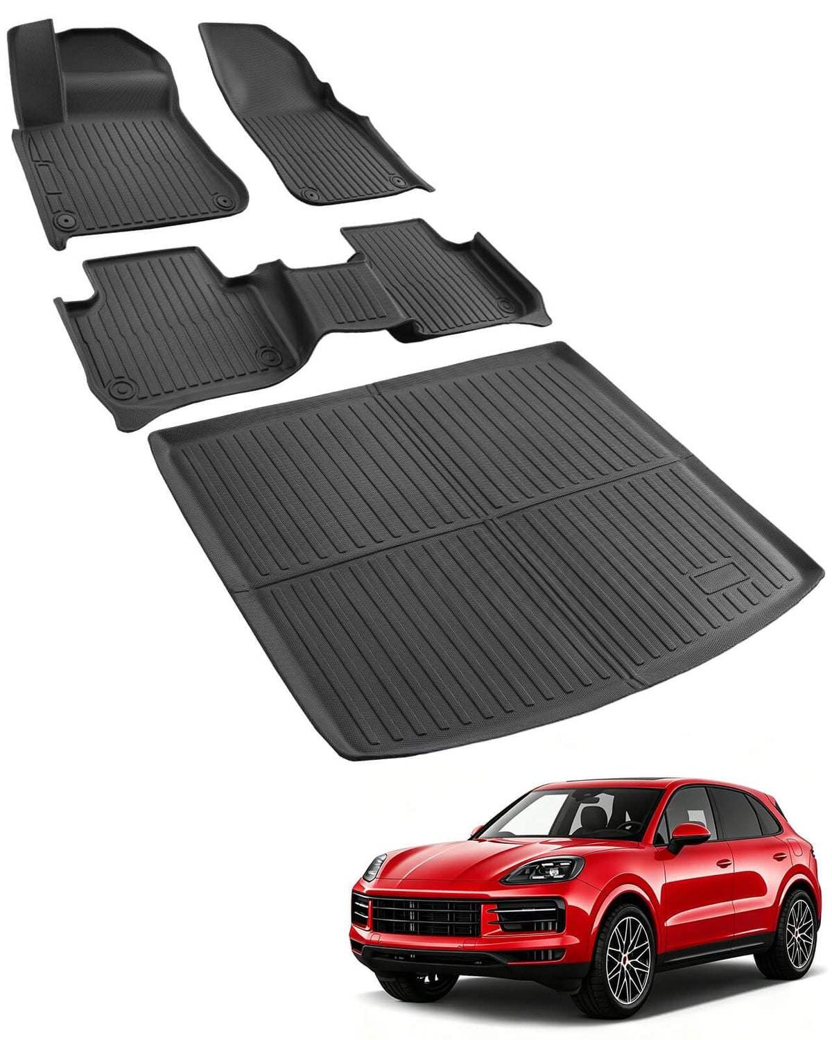 Car Floor Mats for Toyota Prius 2010-2015, 4PCS TPE Car Mats & Trunk Liner