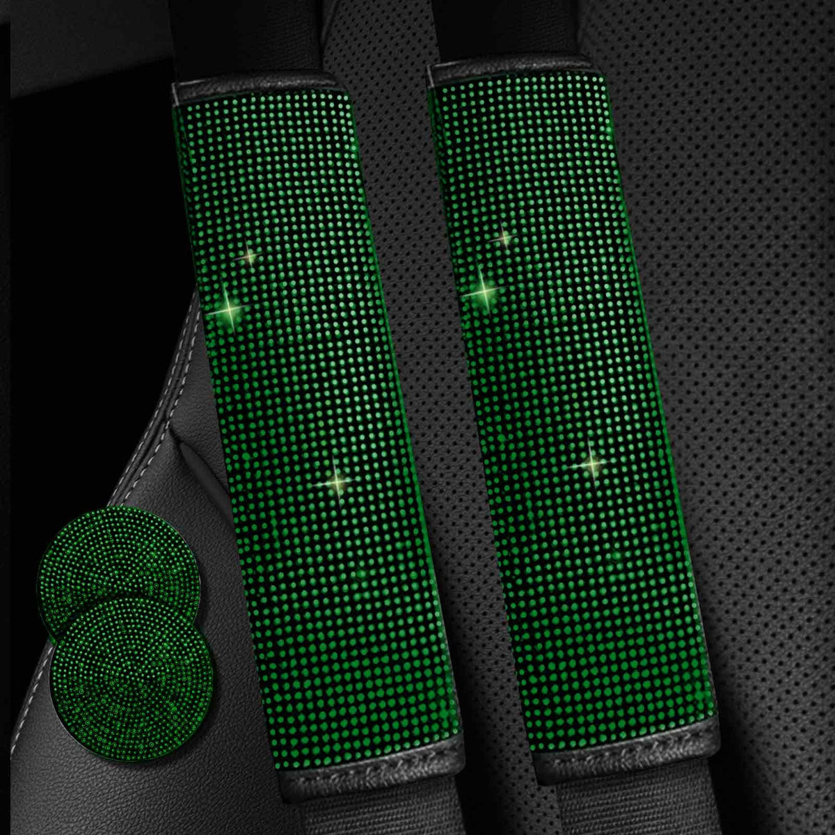 2PCS Bling Car Seatbelt Strap Covers for Women Girls - Crystal Rhinestone Velvet Shoulder Pad Protector - Diamond Shine Safety Shoulder Pad, Car Decor Interior Accessories