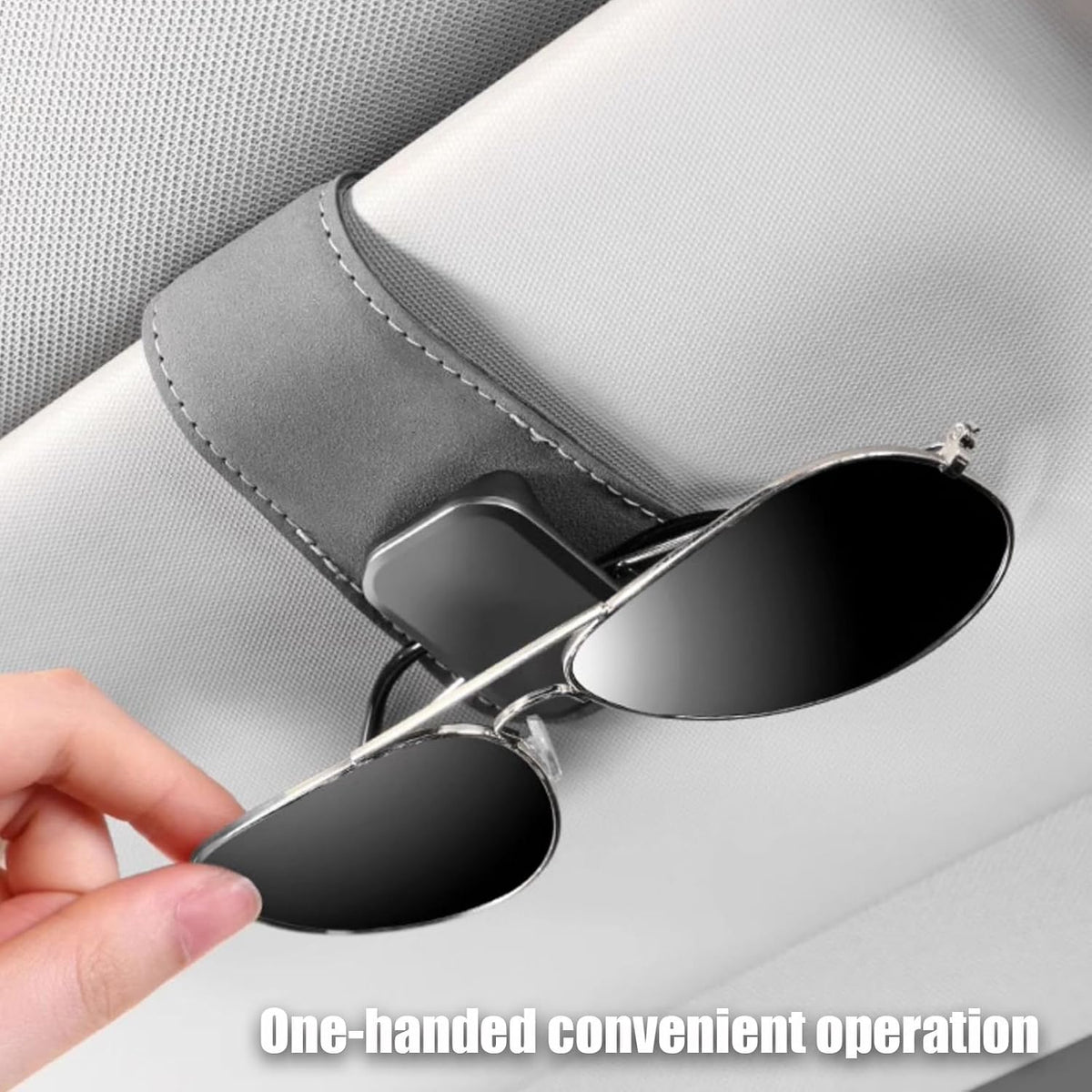 Suede Car Visor Sunglass Holder for Porsche 718 911 991 992 996 997 Boxster Cayman Carrera Taycan, Metal Clip Organizer Eyewear Holder Car Accessories for Sunglasses,Black