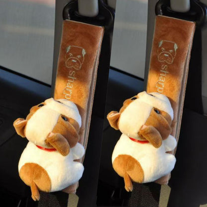 2 PCS Seat Belt Cover Pad, Cute Kawaii Animal Bunny Seatbelt Covers for Kids and Adults, Winter Plush Fluffy Soft Seat Belt Cover, Cartoon Seatbelt Cushion,Car Seat Strap Pads (D-Bunny)