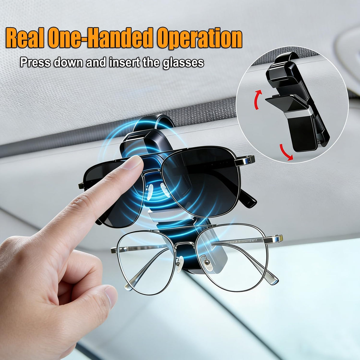 Dsycar 2 Pack Sunglasses Holder for Car, Double Holder Visor Sunglass Clip