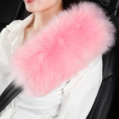OGLAND 2 Pack Sheepskin Car Seat Belt Cover Pads | Wool Seatbelt Cushions