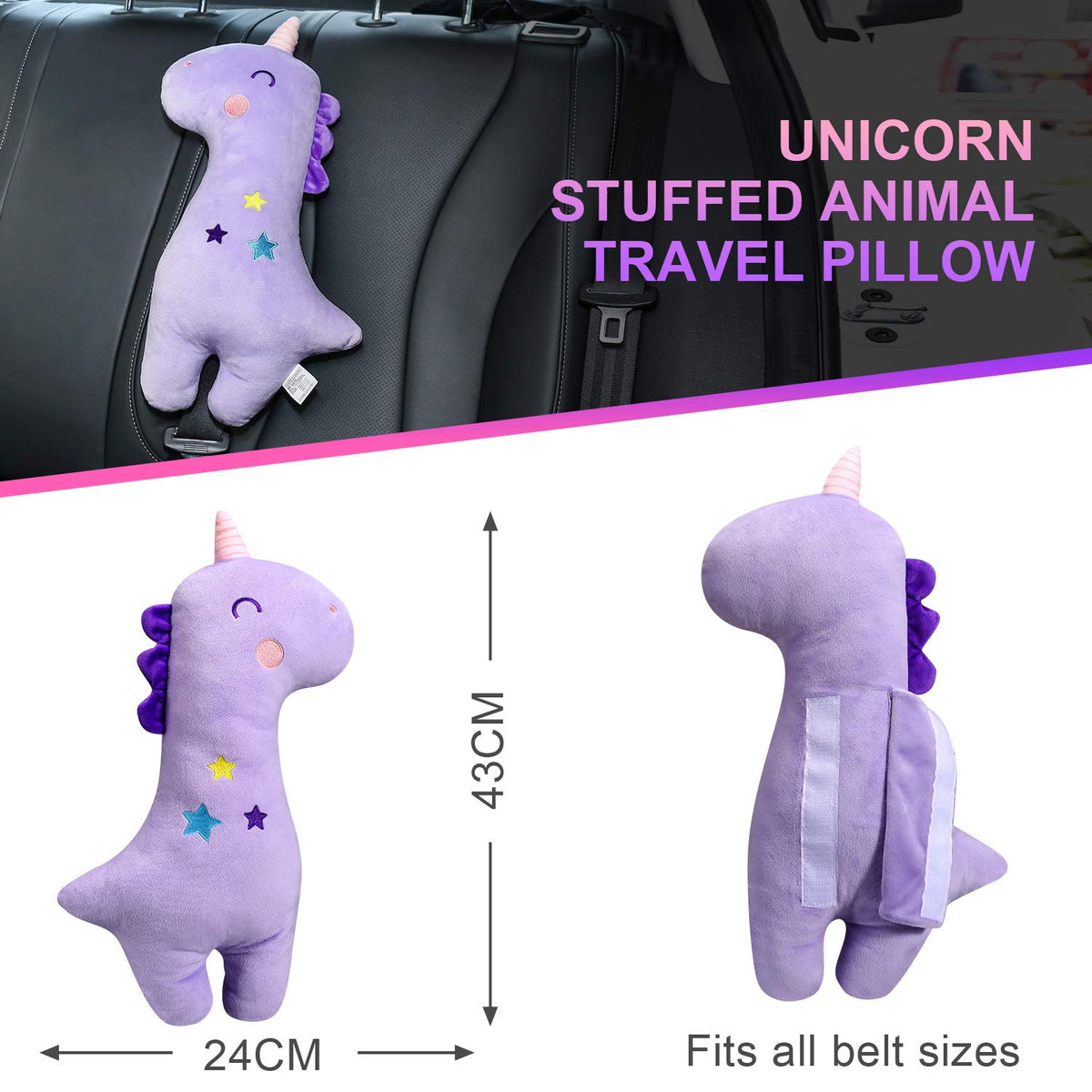 Unicorn Seat Belt Pillow Kids Unicorn Seat Belt Cover, Car Pillow for Kids