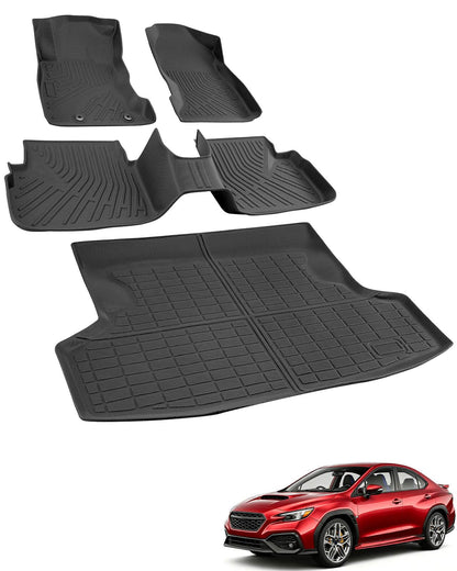 Car Floor Mats for Toyota Prius 2010-2015, 4PCS TPE Car Mats & Trunk Liner