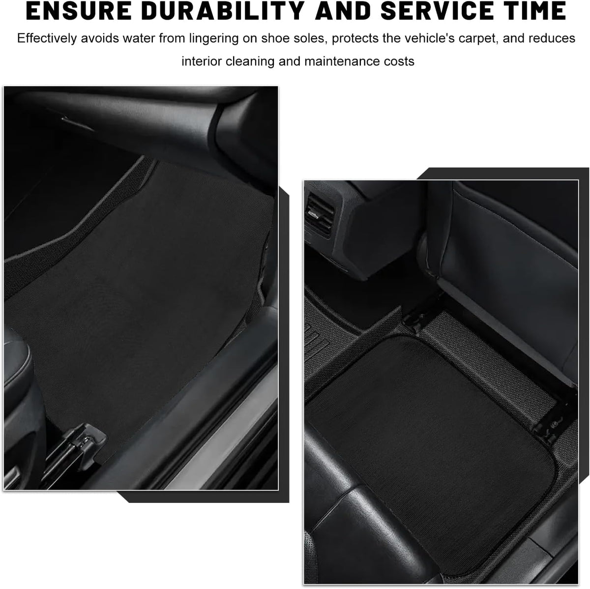 4PCS Car Floor Mats, Waterproof Auto Front & Rear Carpet Mat with Anti-Slip Backing, Stylish Vehicle Rug Floor Mats Universal Interior Accessories for All Weather Protection (Black)