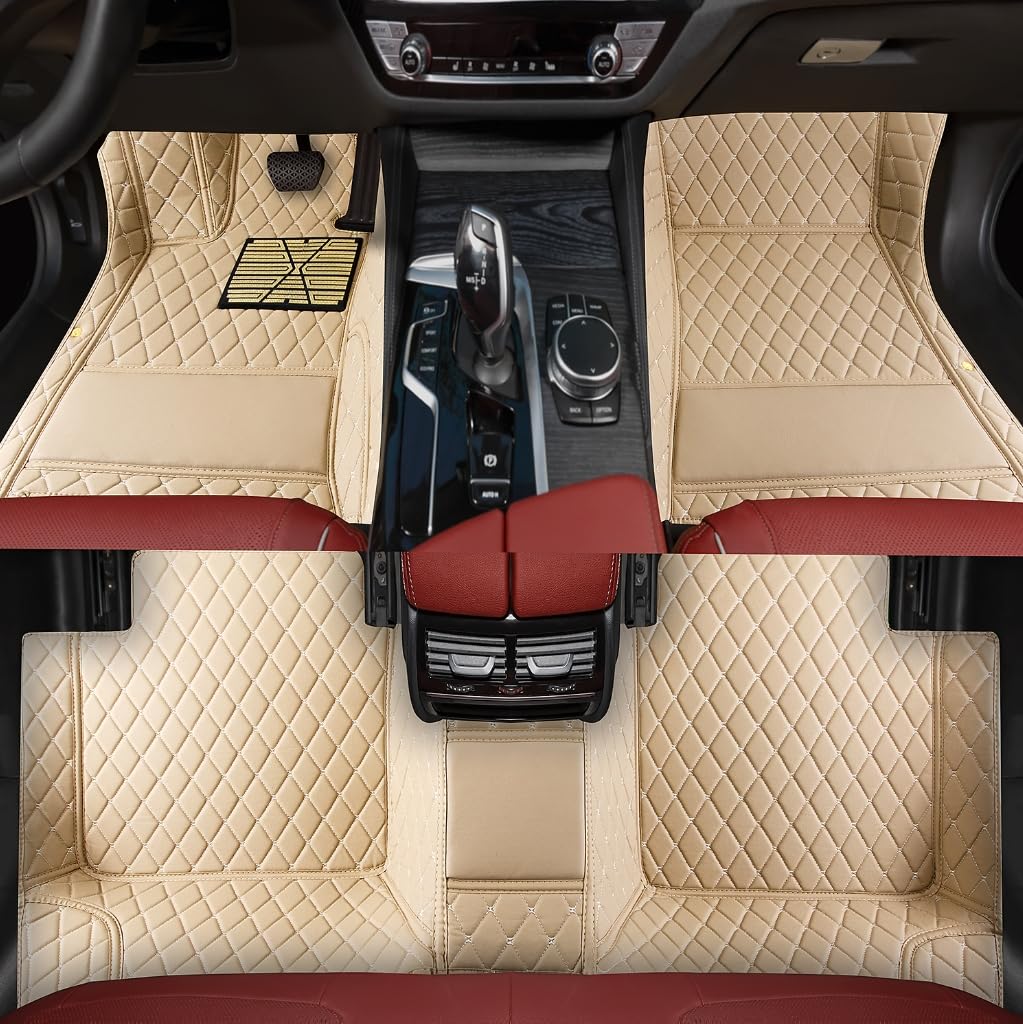Custom Personalized Floor Mats for Cars，Luxury Full Coverage All Weather Car Floor Mats，Anti-Slip Leather Car Mat Set ，Custom Floor Mats for 99% of Cars, Trucks & SUVs (Pure Black)